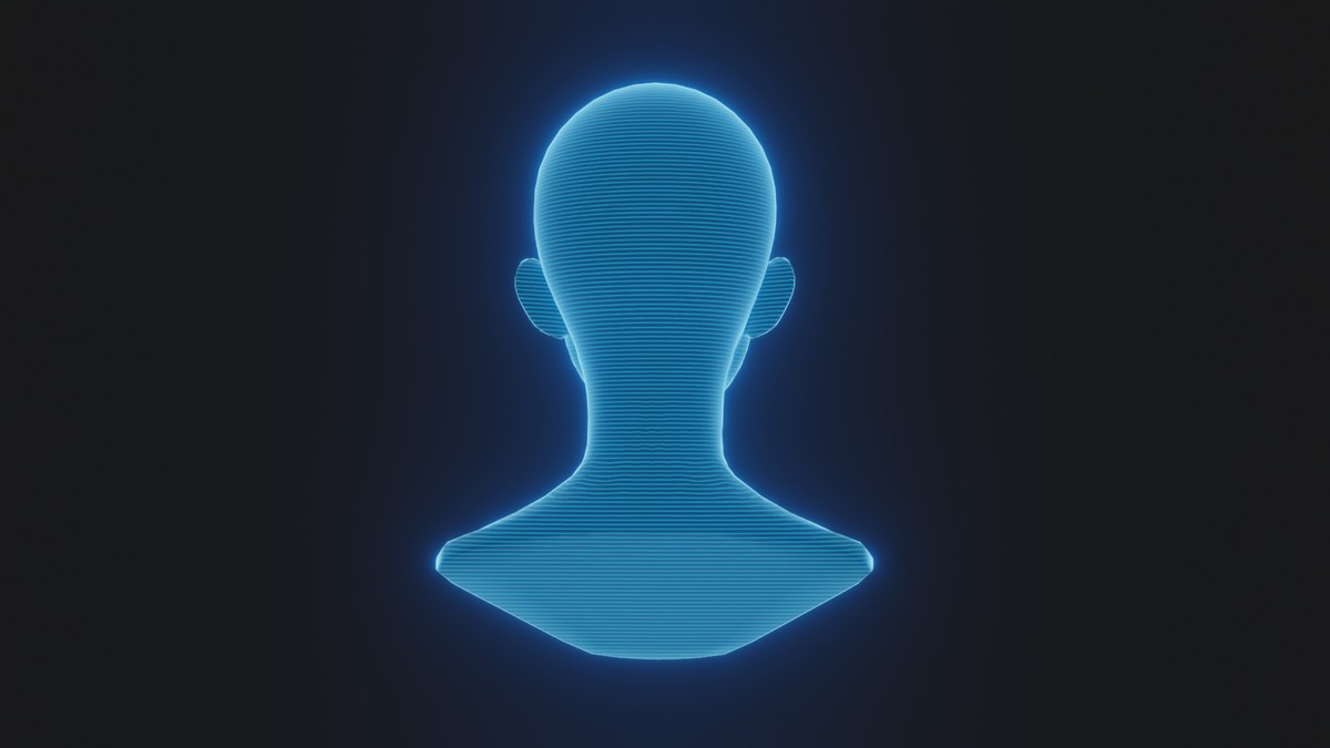 Anime Human Hologram Heads 3D Model Rigged with Facial Expressions