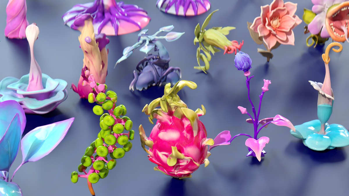 Fantasy Funny Stylized Magical Flora Plants - Low Poly Pack (118 3d models)
