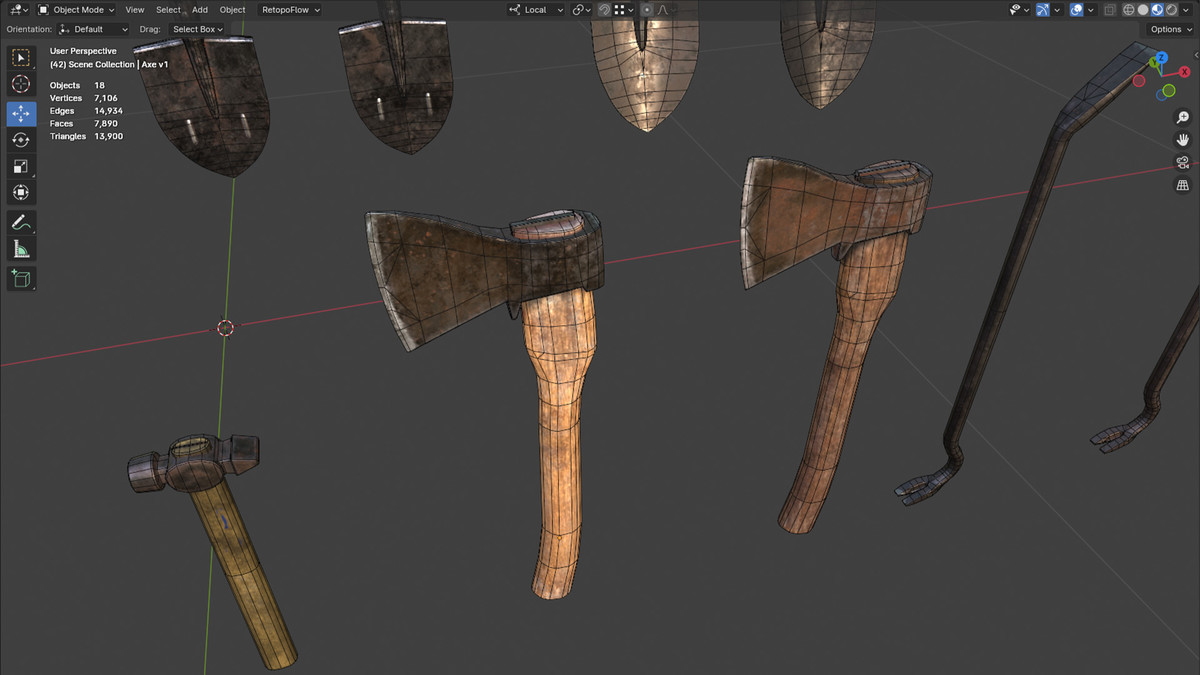 Old Tools Pack set – Game-Ready PBR Models