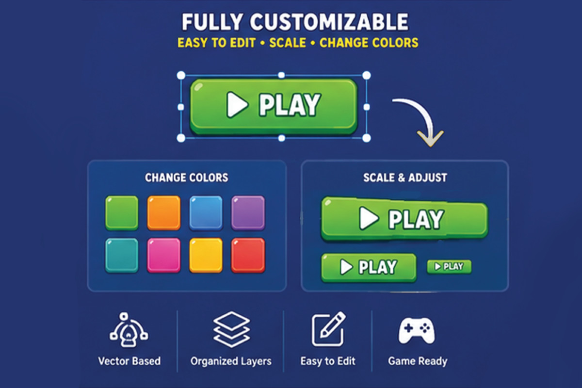 Hyper Cartoon UI Kit - Mobile Game GUI Pack
