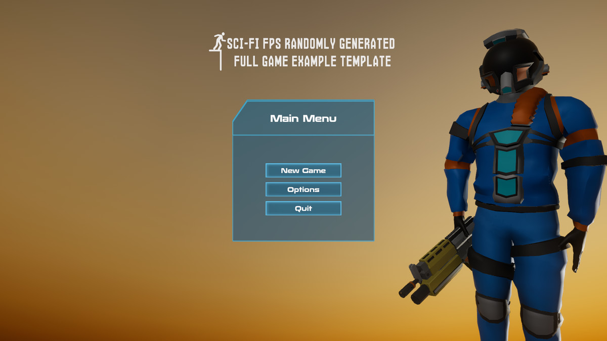 Sci-fi FPS Randomly Generated Full Game Example Template