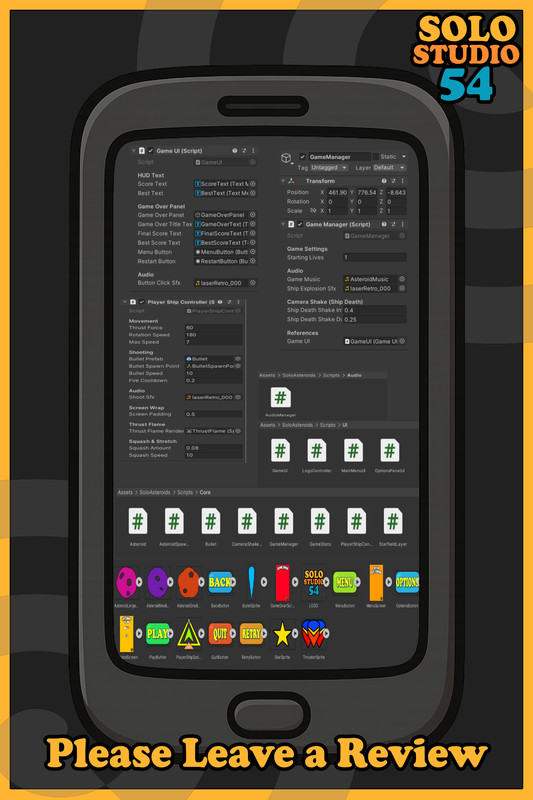 Solo Asteroids Game Template