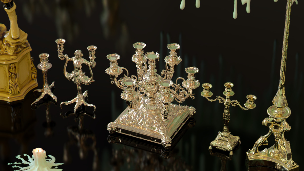 Ornate Candles, CandleHolders, and Wax Sculptures - 133 Models Set