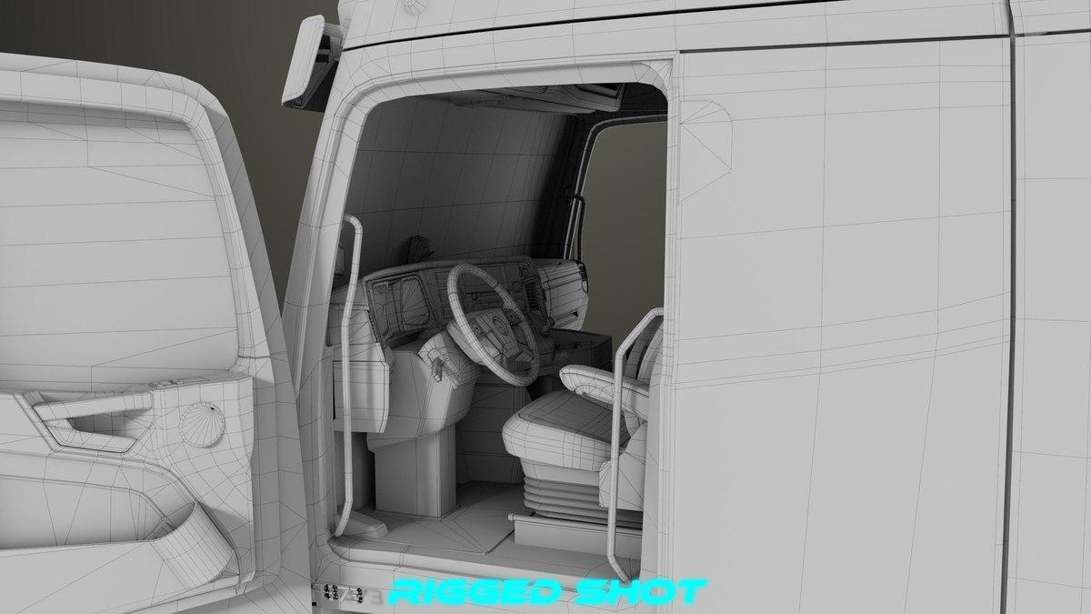Heavy Truck Chassis 03 With Interior URP HDRP Textures