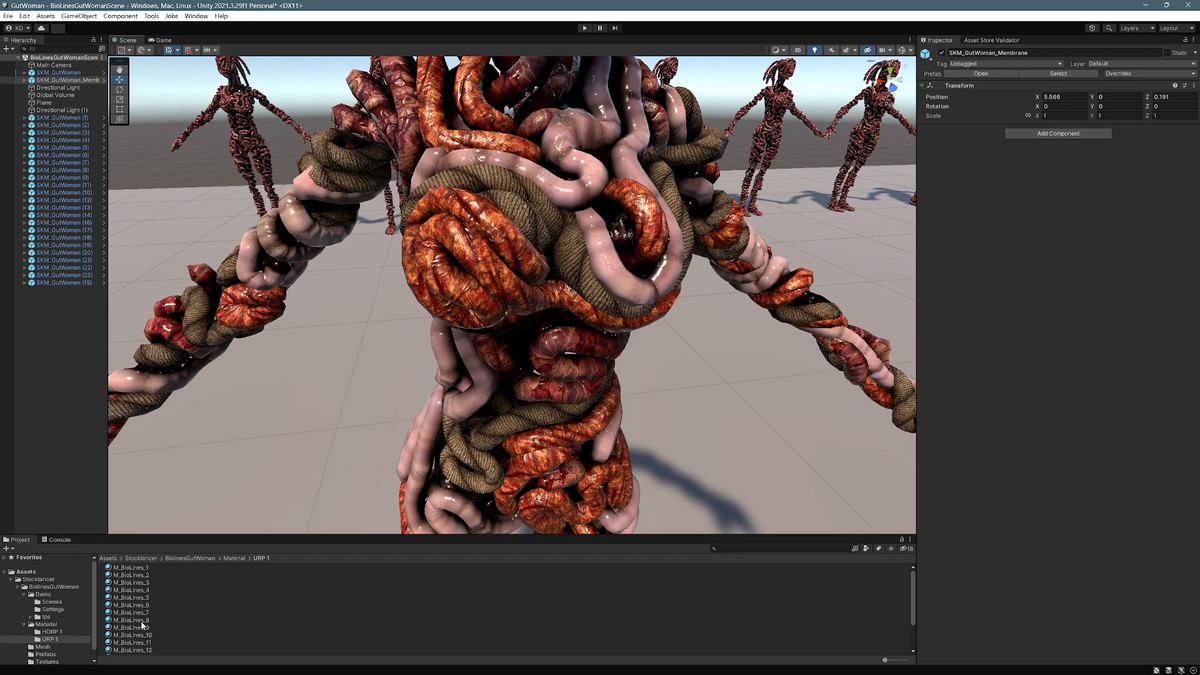 Bio Lines: Gut Woman, a Humanoid Character for horror games