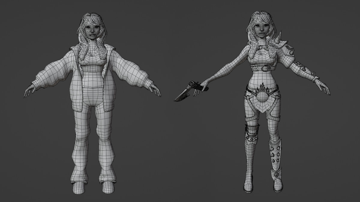 Stylized Asian Girl with Two Skins