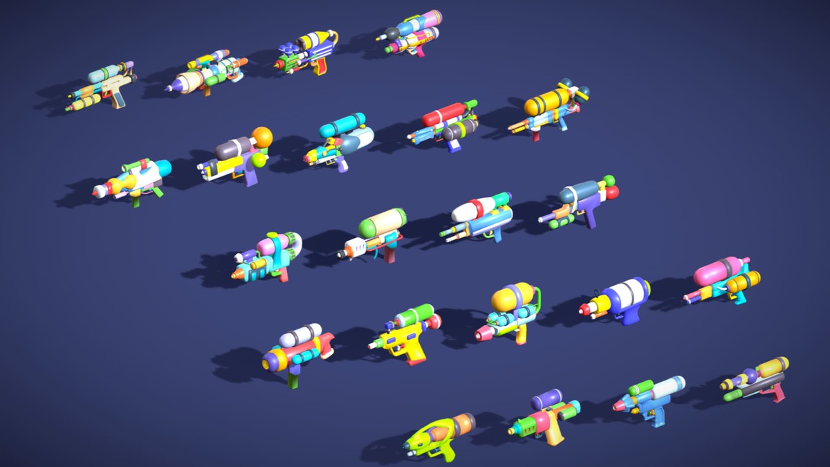 Water Gun Pack – Lowpoly Stylized Cartoon Hyper Casual Toy - Kids Collection
