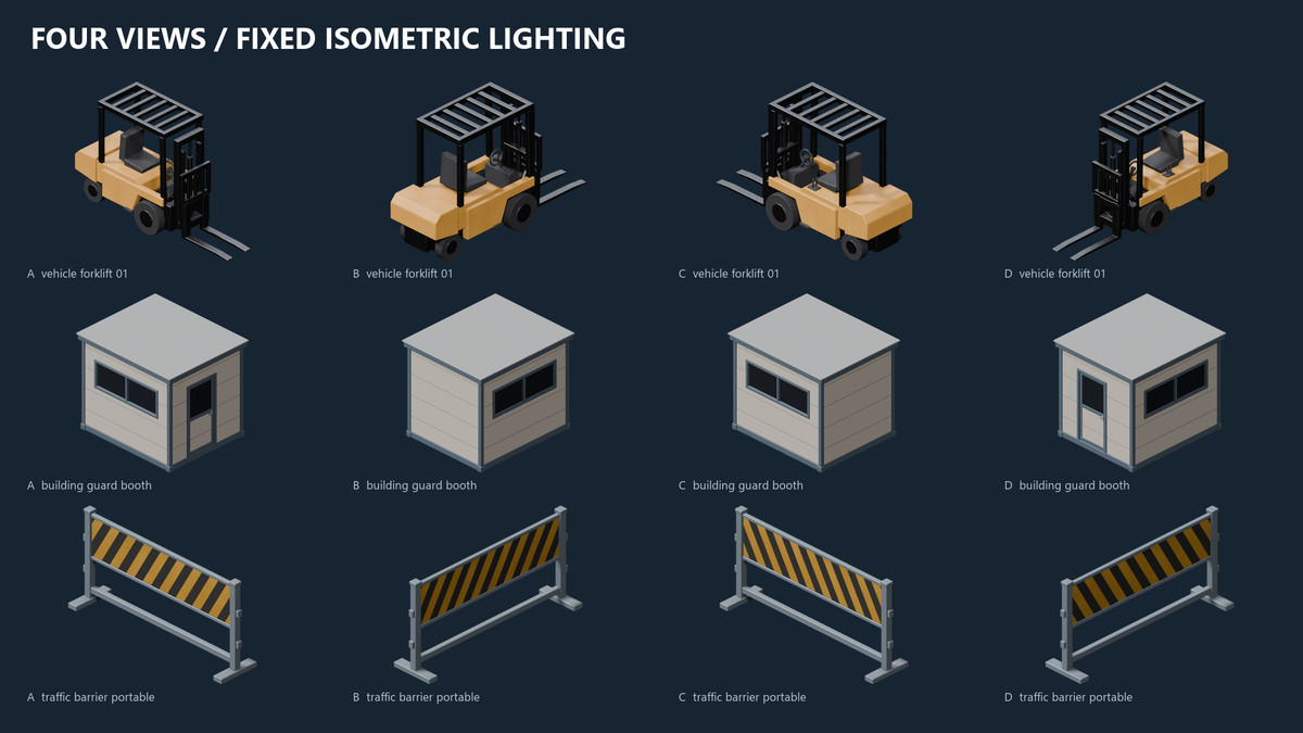 Stylized Industrial Yard - 3D Models & Isometric Sprites