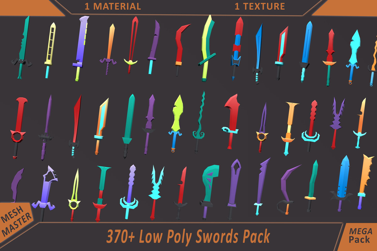 Low Poly Sword Library – 370+ Models