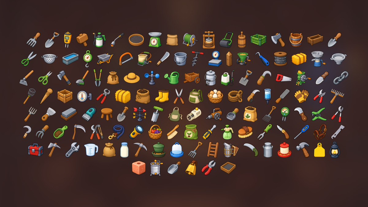 Farming Gardening Agriculture Harvest Homestead Tools Icons Pack