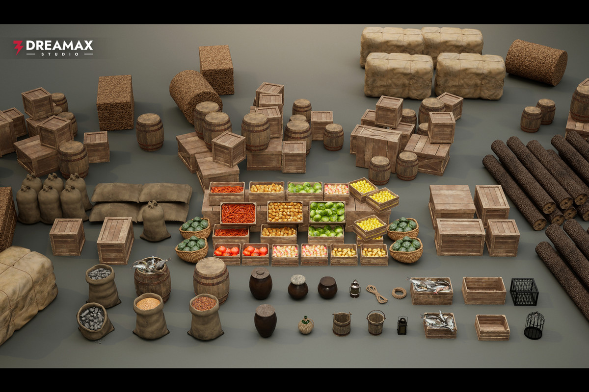 Medieval Market Props - Merchant, Village, Harbor & Fantasy RPG Assets Vol.1