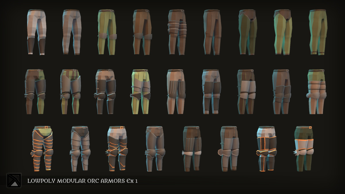 Low Poly Orc Modular Armors Bundle - LOWPOLY MEDIEVAL FANTASY SERIES