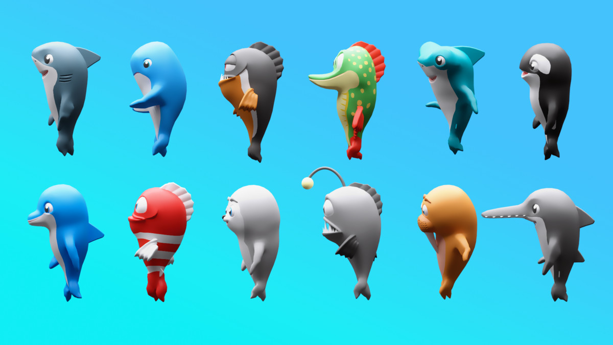 Cartoon sea ​​animals