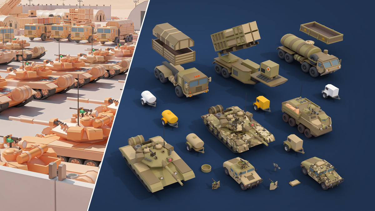 Military Desert - Low Poly 3D Models Pack