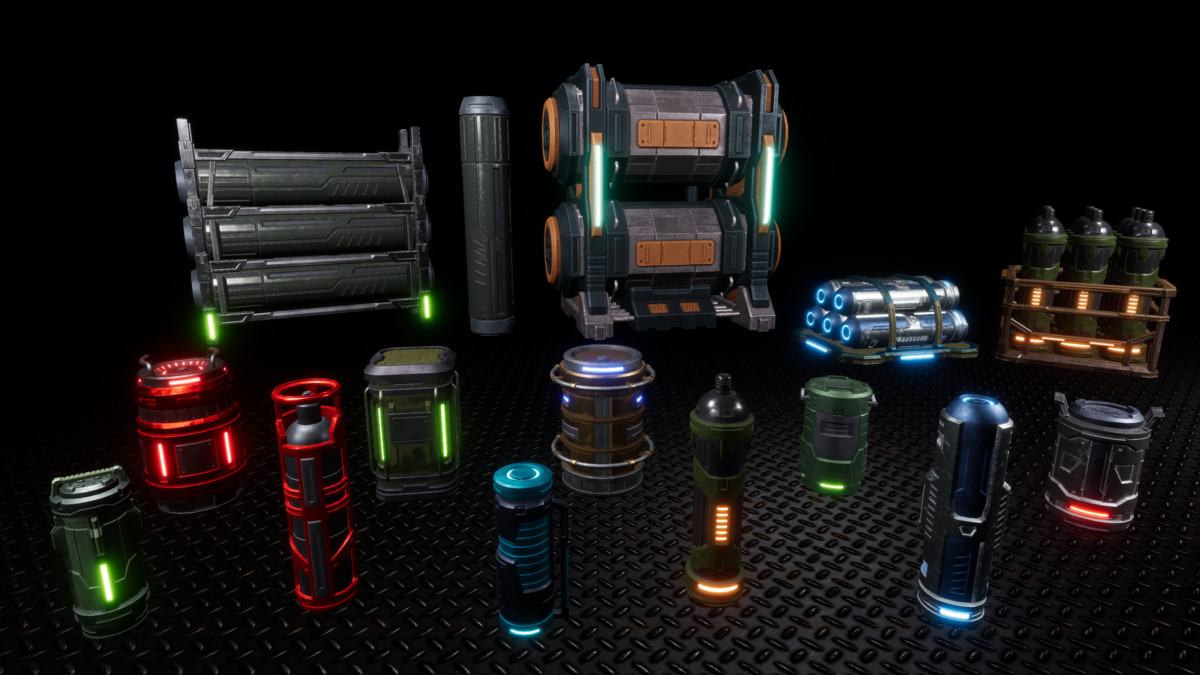 Sci-fi Barrels Props Pack