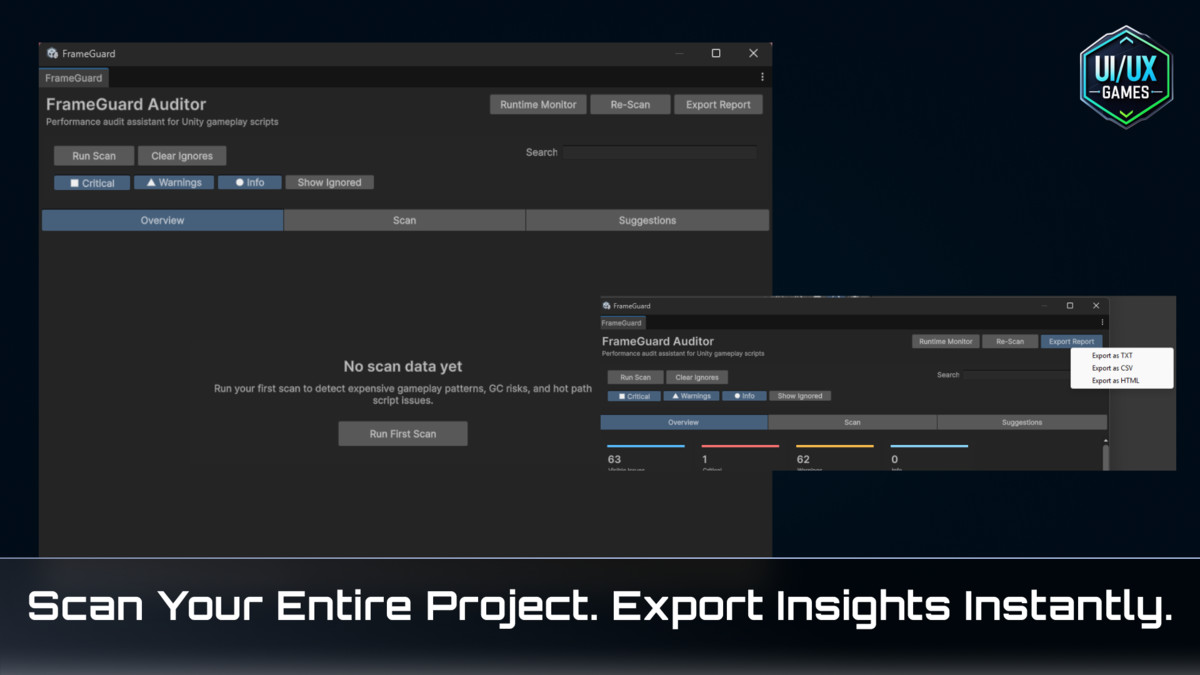 FrameGuard Toolkit – Performance Scanner & Runtime Monitor