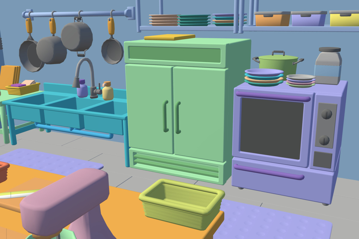 Cute Low Poly Kitchen Pack - Colorful Interior Props