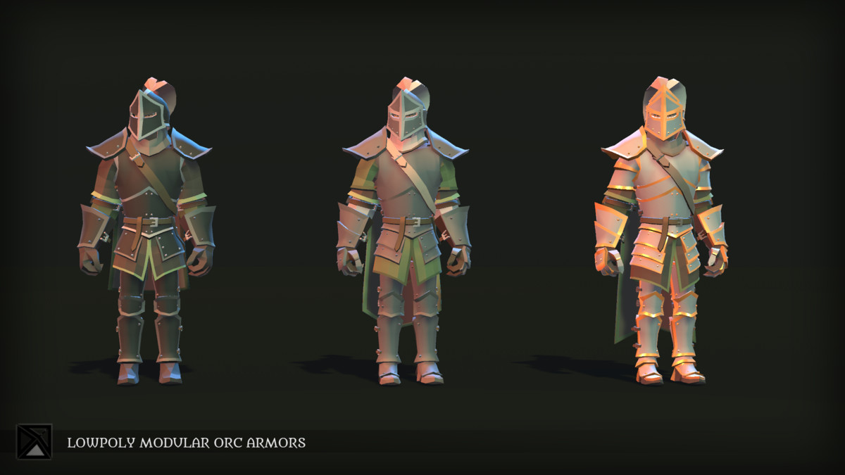 Low Poly Orc Modular Armors Bundle - LOWPOLY MEDIEVAL FANTASY SERIES