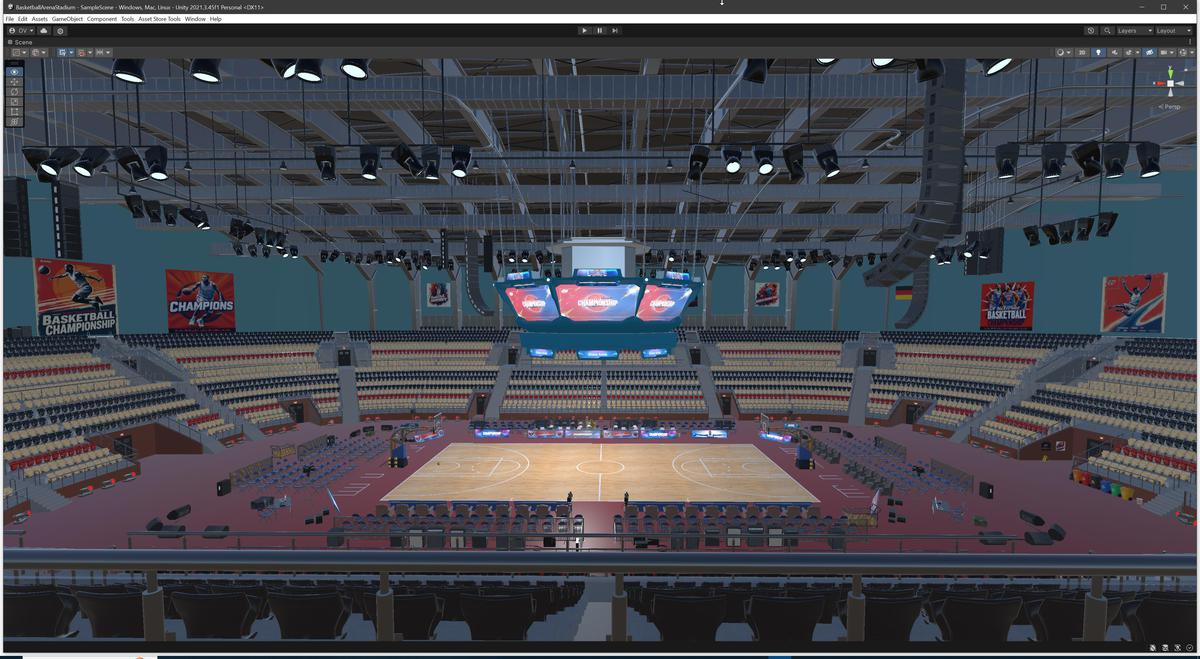Basketball Arena Stadium Interior - Modular Environment 3D Level