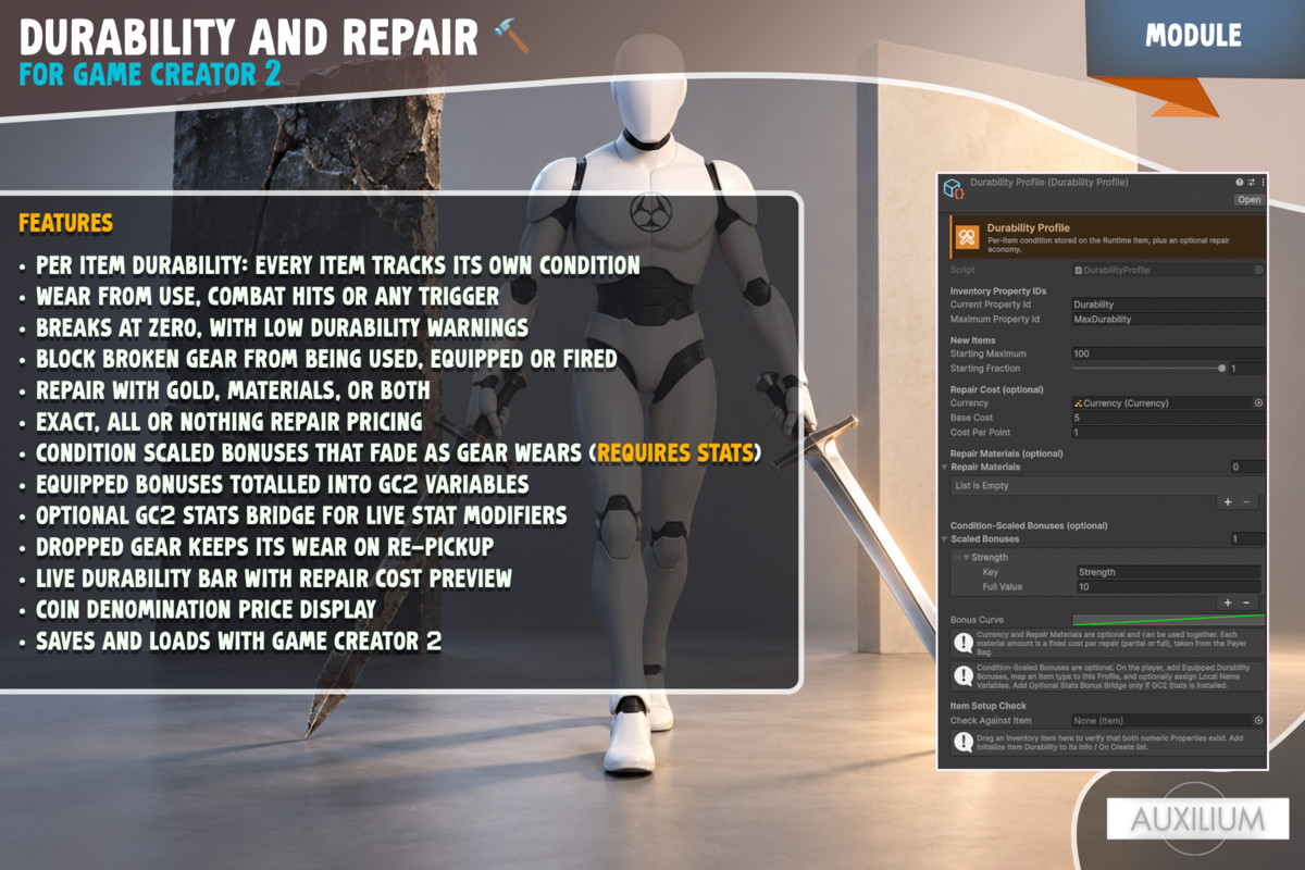 Durability and Repair for Game Creator 2