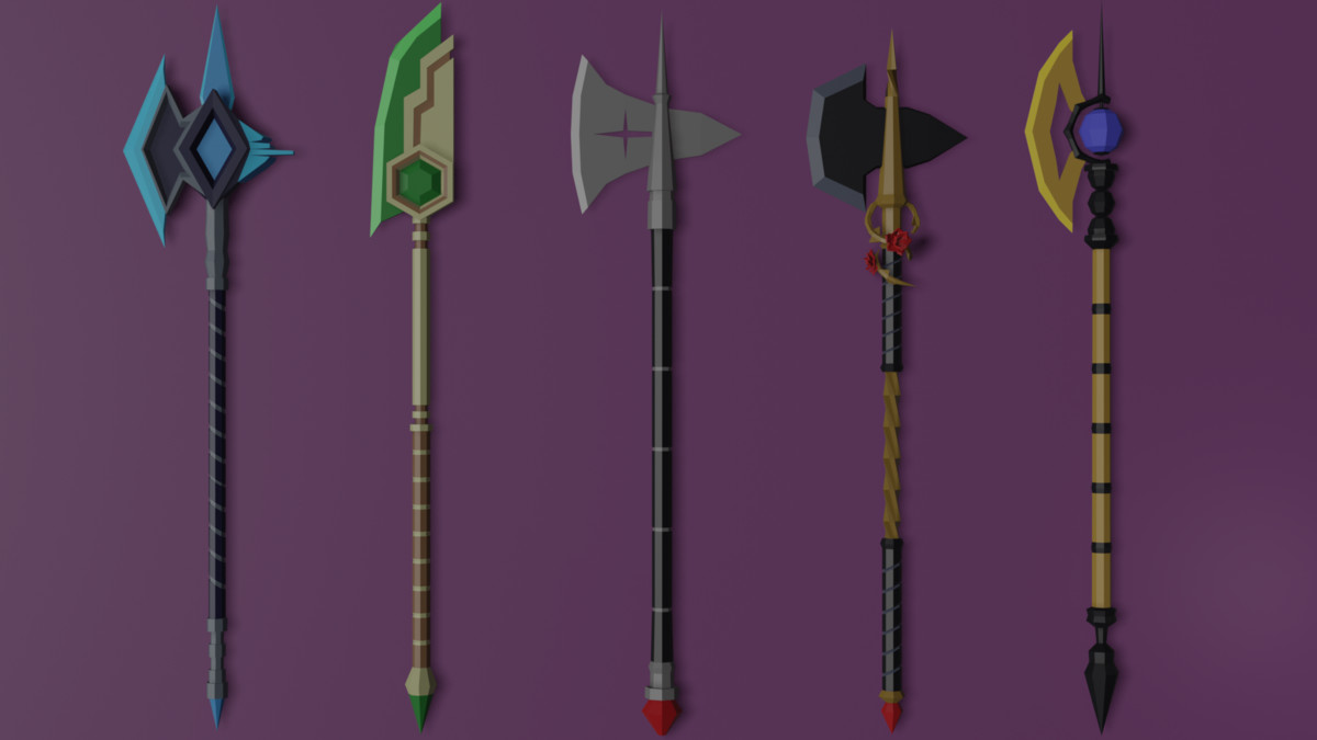 70 Unique Low Poly Fantasy Weapons Pack