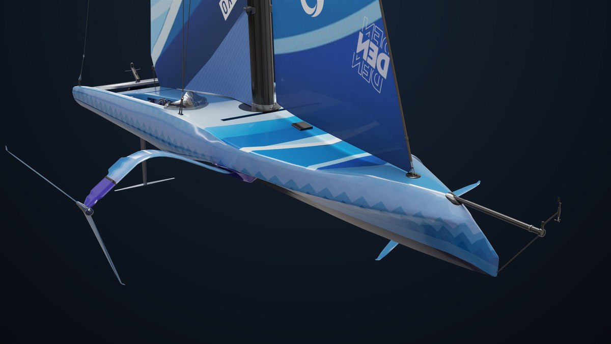 Yacht Hydrofoil Sailing Boat Blue URP HDRP Textures