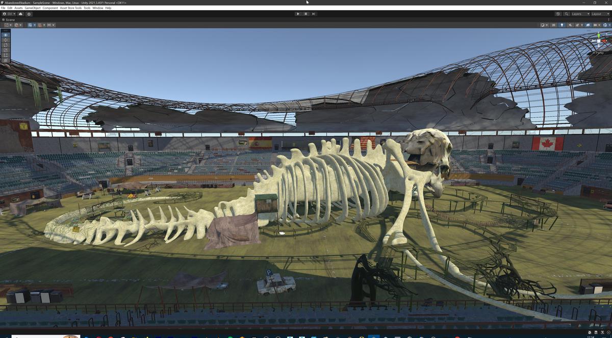 Abandoned Post-Apocalyptic Football Stadium - Modular Environment 3d Level