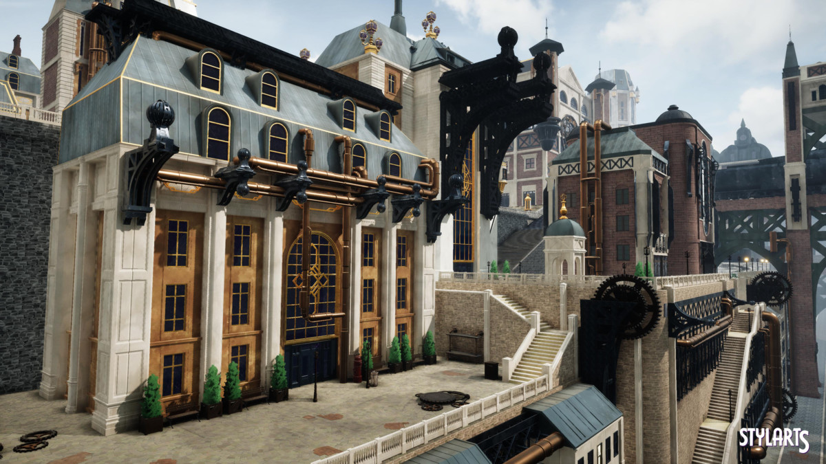 Stylized Steampunk City, image 8