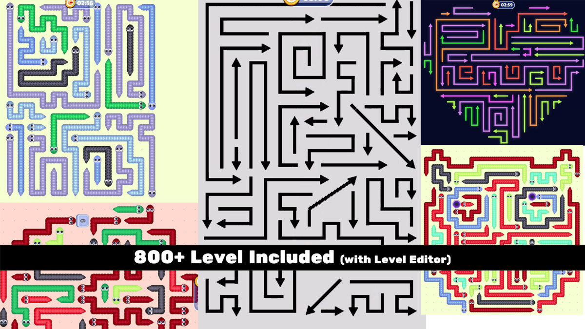 Arrow & Snake Escape Puzzle - 800+ Level, 5 Theme, Complete Game Template Editor