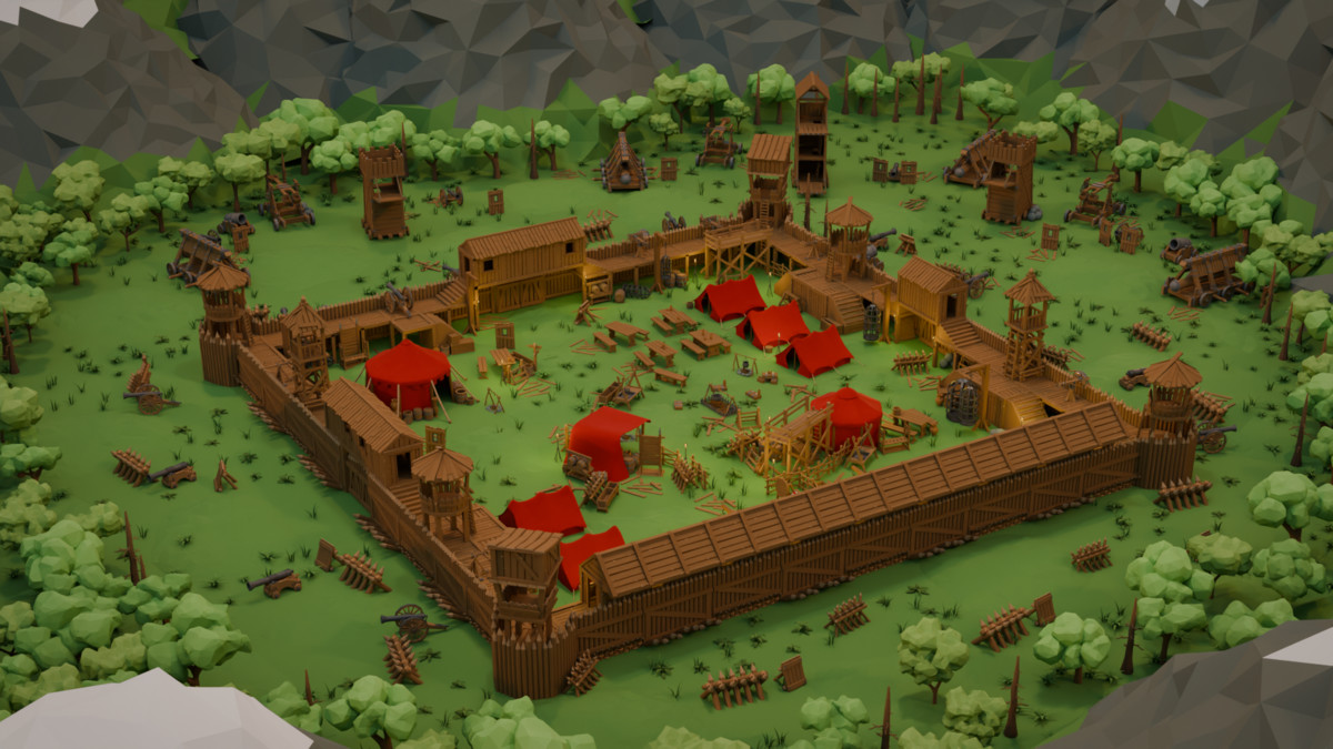 Modular Low Poly Medieval - Fort Kit