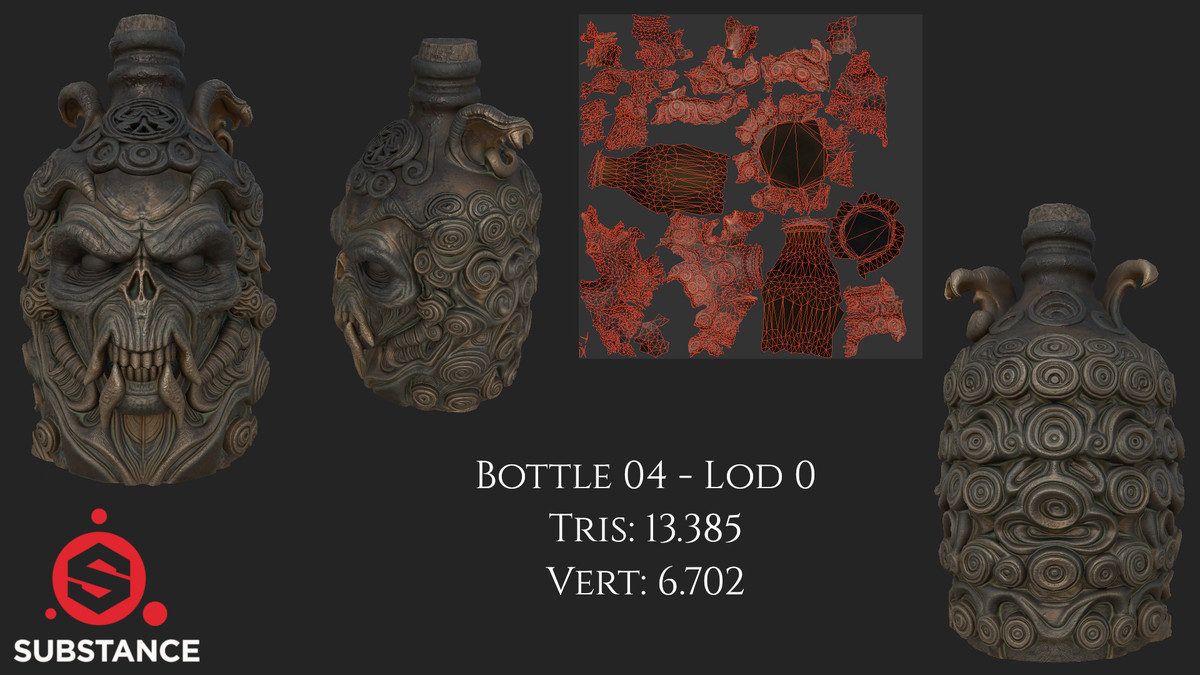 5 Dark Fantasy Alchemical Bottles / Flask / Vial