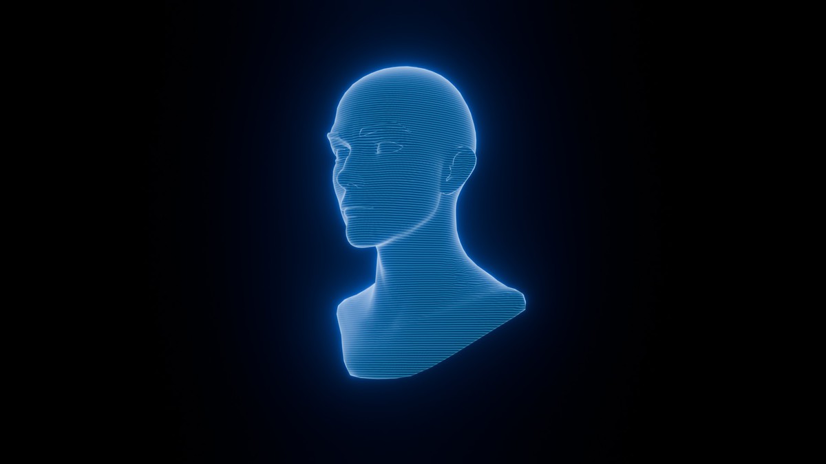 Anime Human Hologram Heads 3D Model Rigged with Facial Expressions