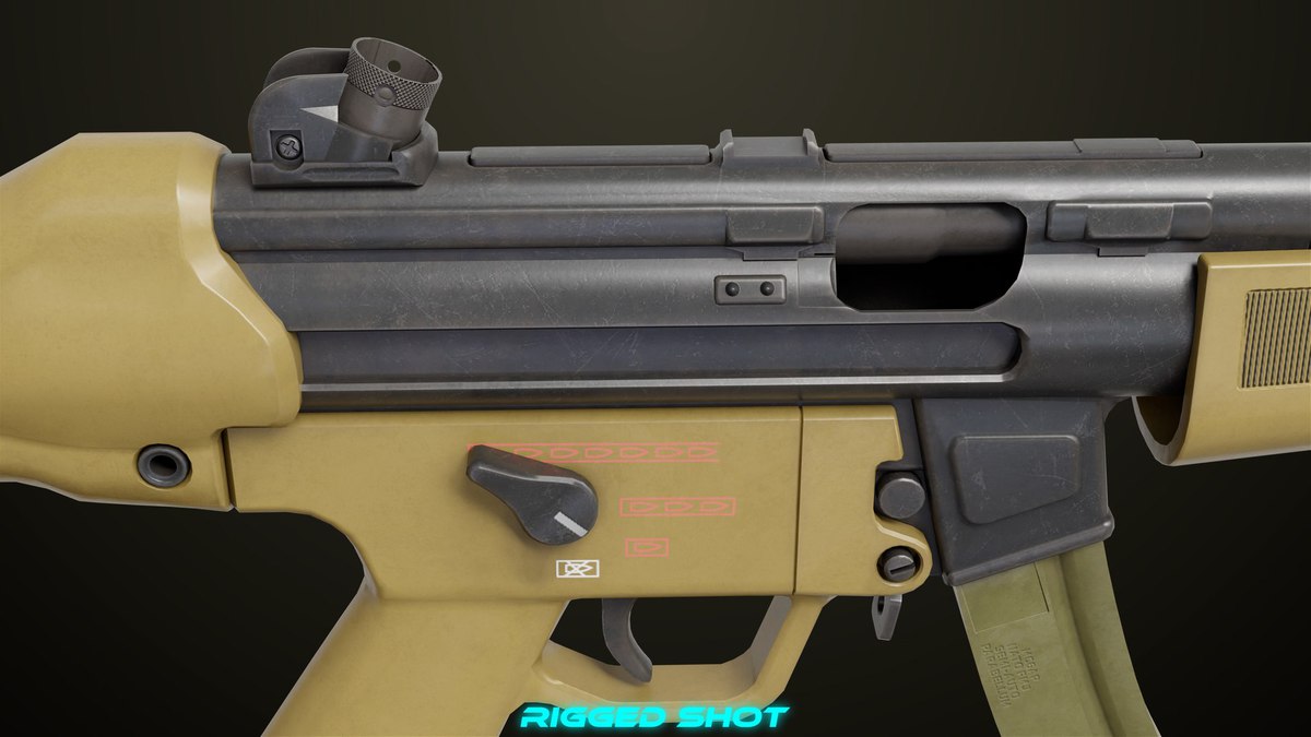 Two Machine Gun 15 Sandal Single Mat URP HDRP Textures