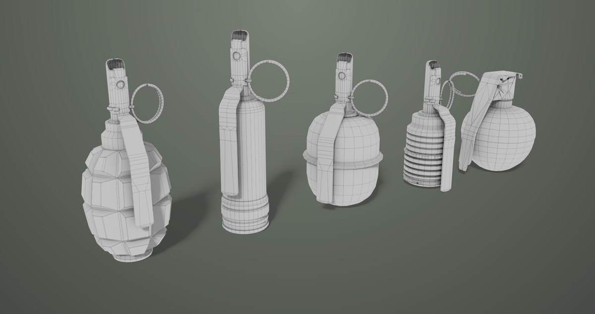 5 Fragmentation Grenades Single Mat URP HDRP Textures