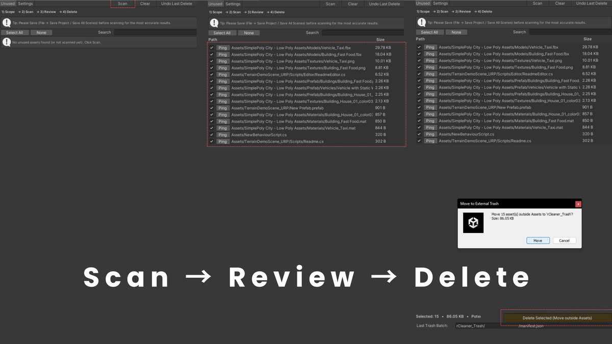 rCleaner - Project Cleaner & Unused Asset Remover