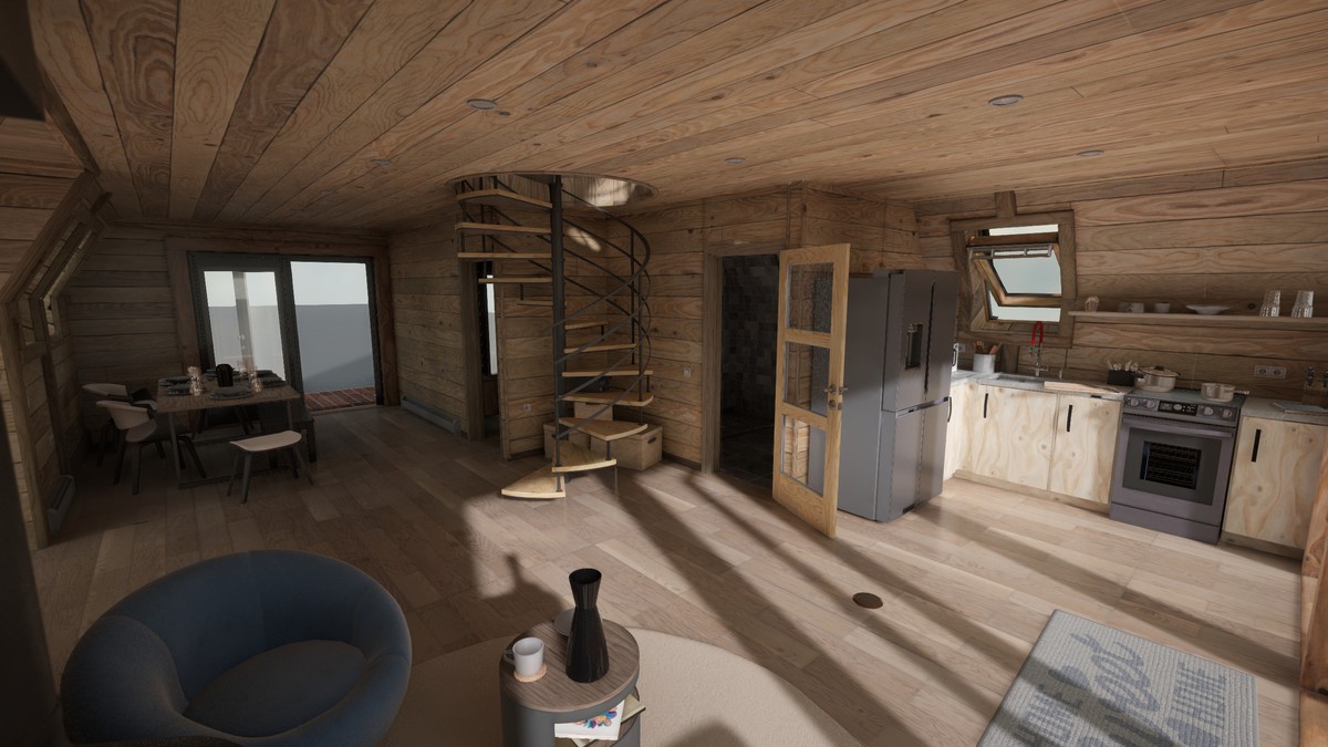 Modular A-frame House (Interior and exterior) A-frame Cabin Wooden