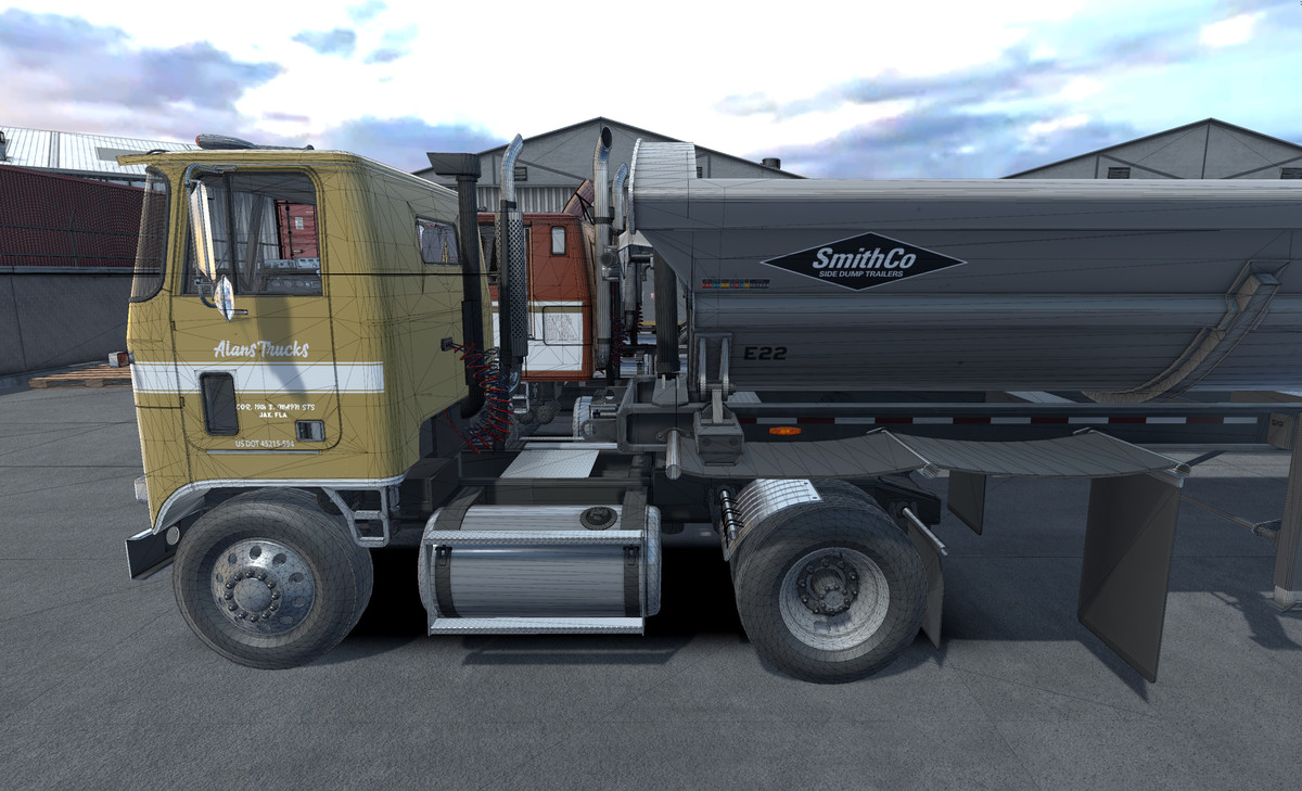 80s cabover sidedump trailer