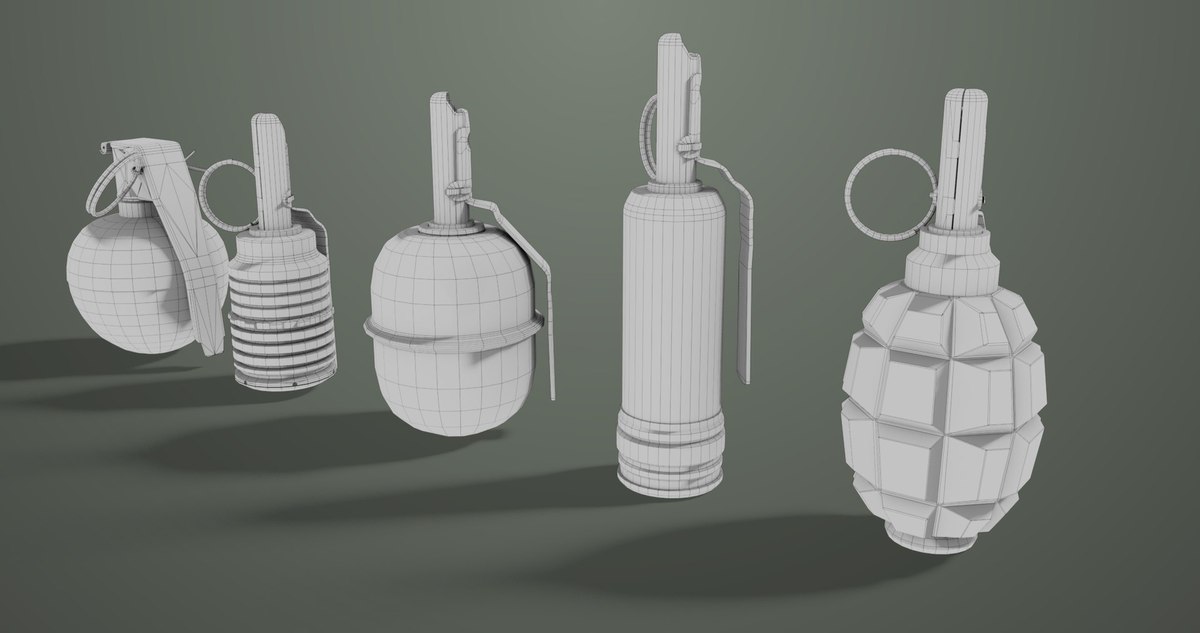 5 Fragmentation Grenades Single Mat URP HDRP Textures