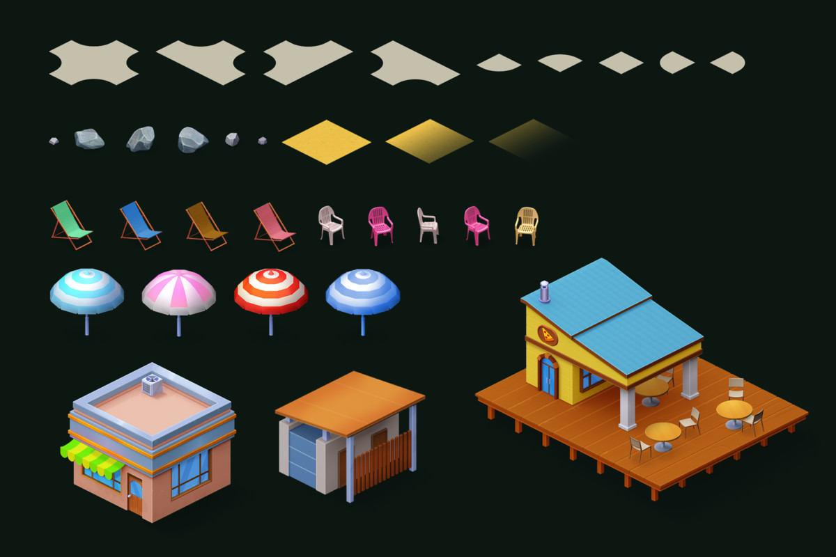 Isometric Beach Environment Pack