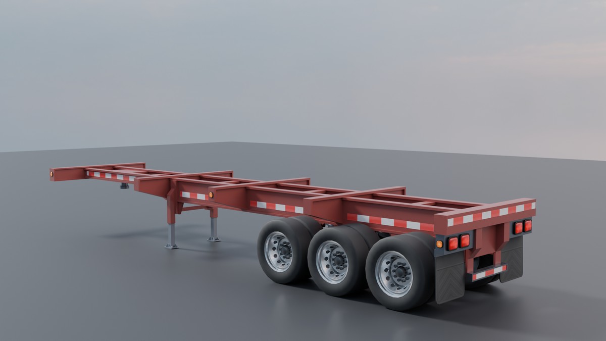 European Semi Truck + Container Trailer | Custom Logo, Openable Doors, Interior
