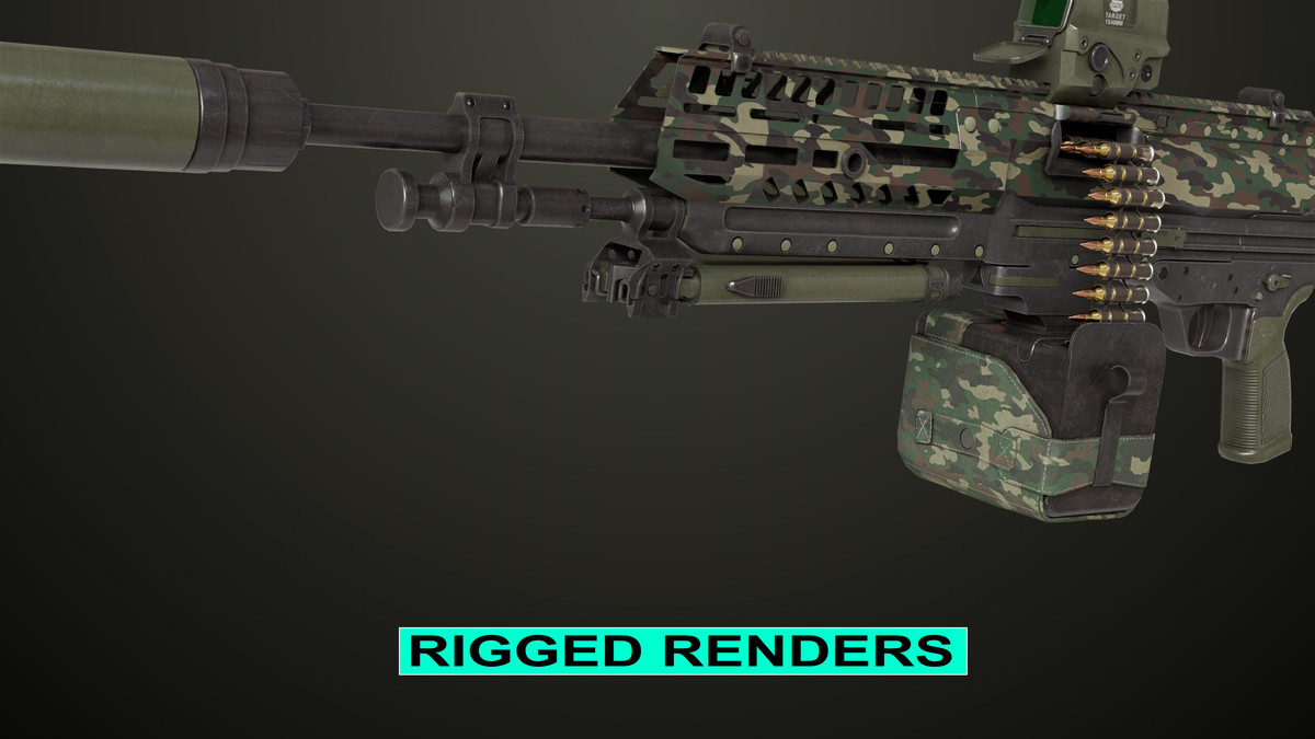 Machine Gun 14 Military Green URP HDRP Textures
