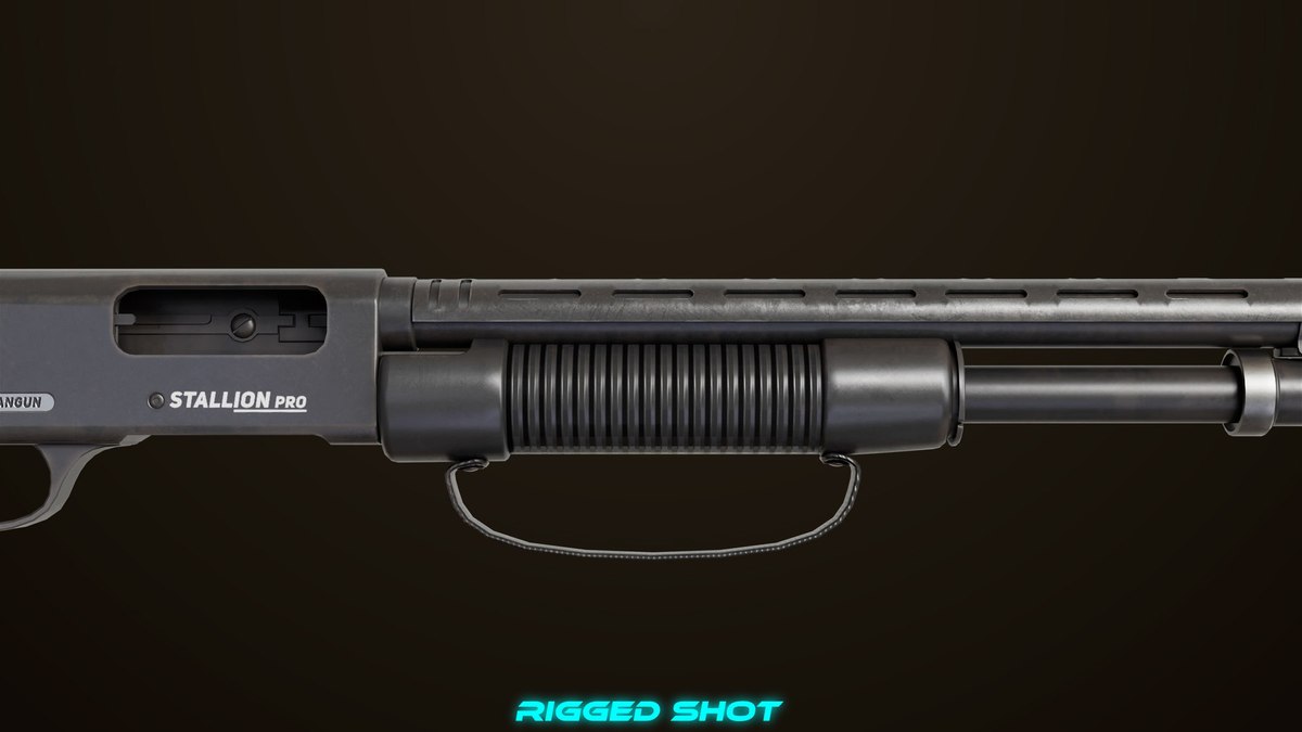 Small Shotgun 02 Black and Sandle Single Mat URP HDRP Textures