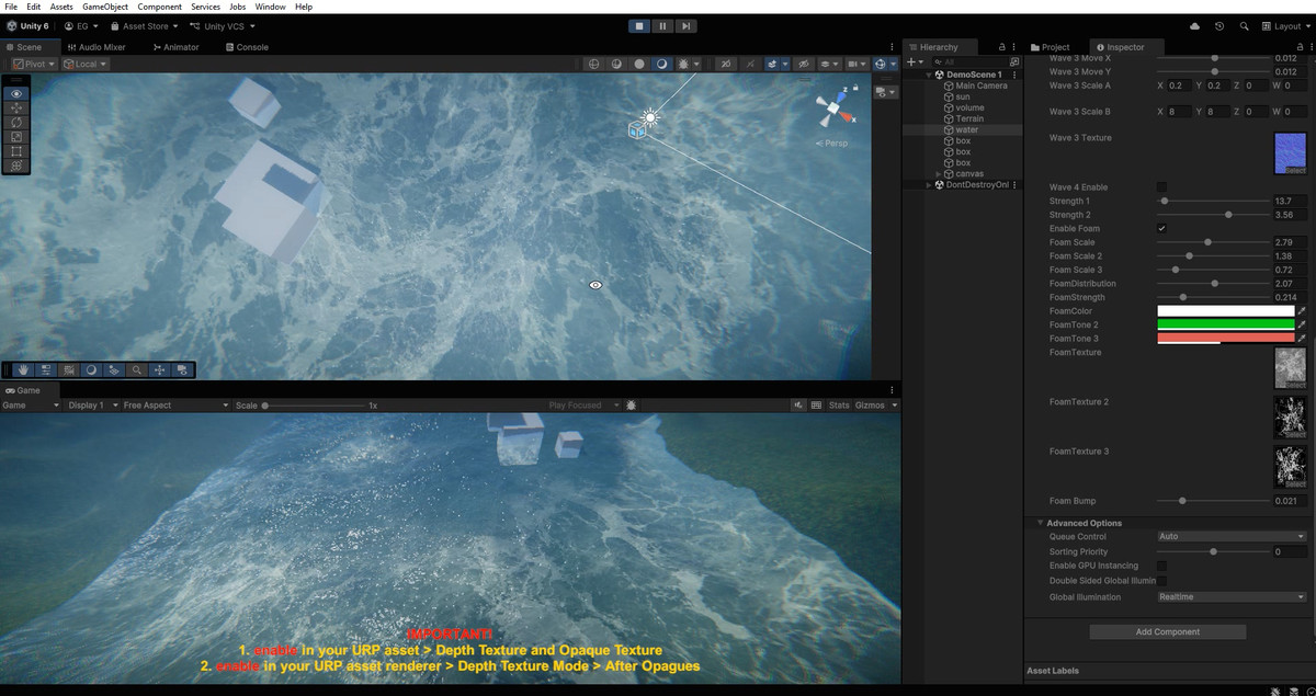 Sea / Water / Ocean shader - 2 (URP)