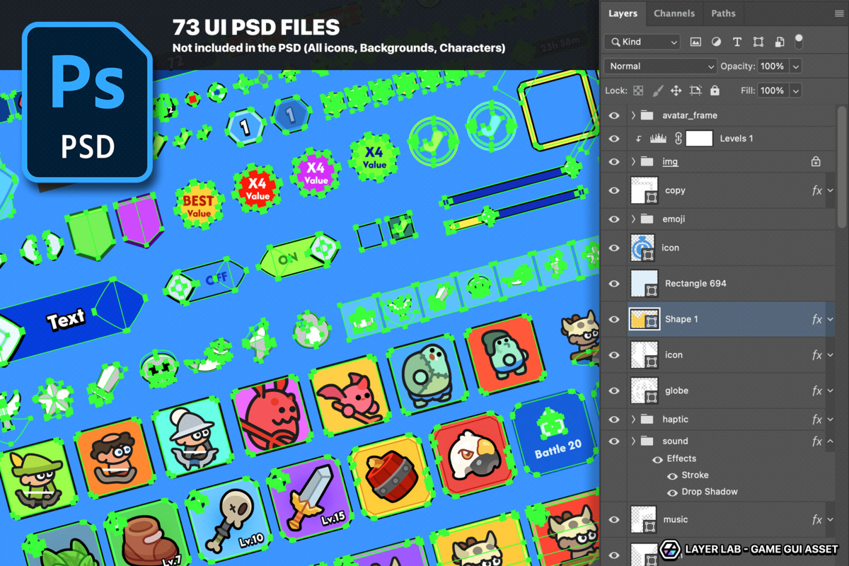 GUI Pro - Minimal Game Blue(+PSD)
