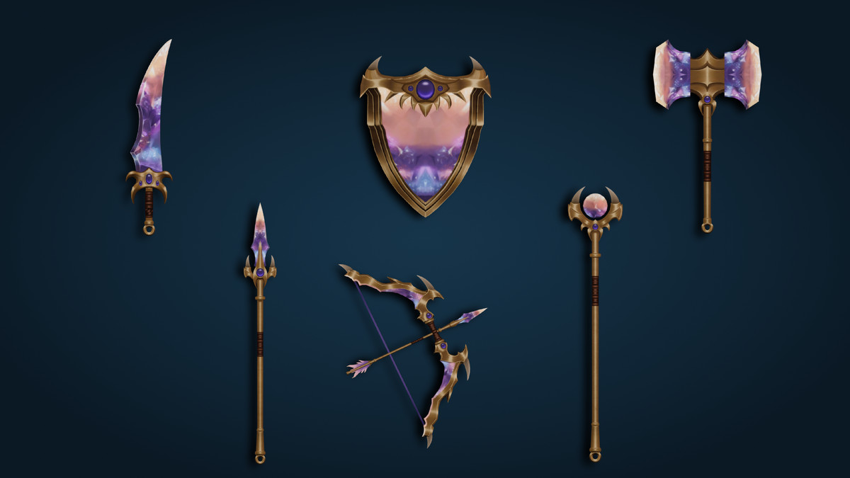 Hand-painted Fantasy Weapons: Cosmic, Ghost, Fire & Medieval