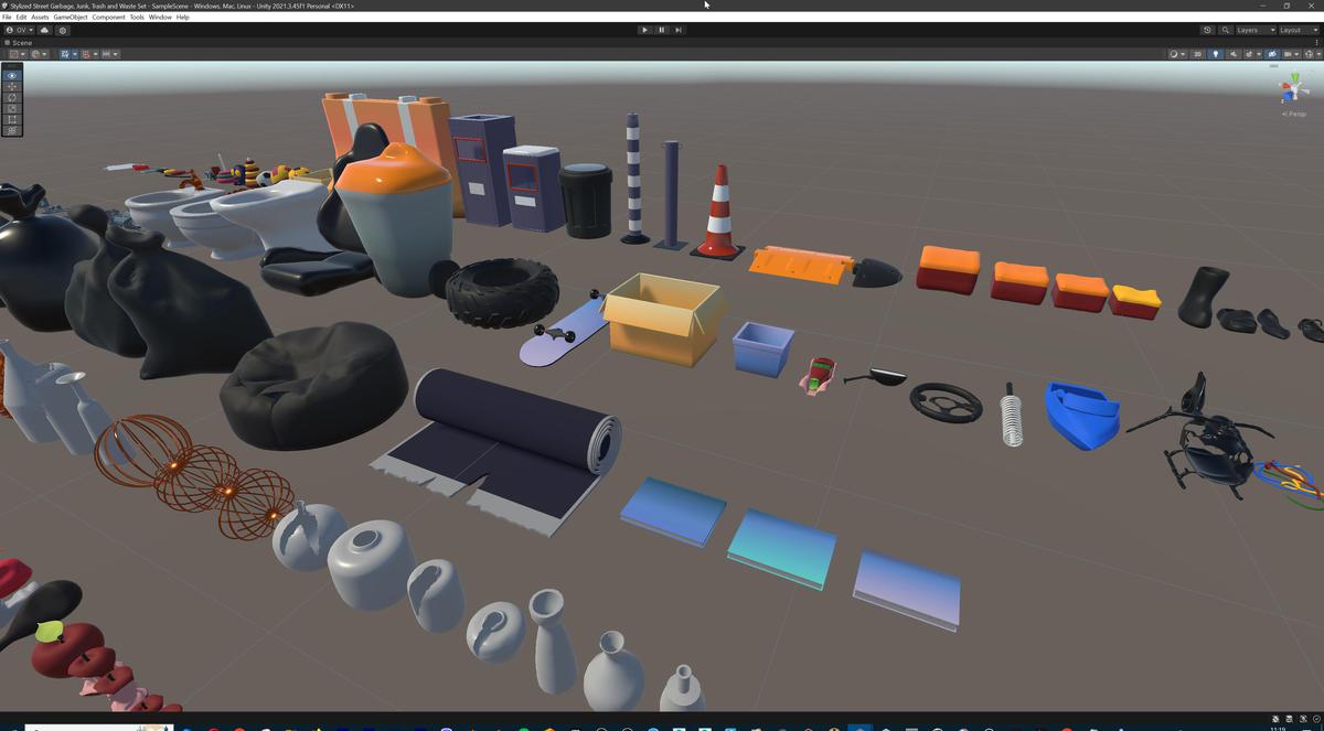 Lowpoly Stylized Street Garbage, Junk, Trash and Waste Set - 328 gameready props