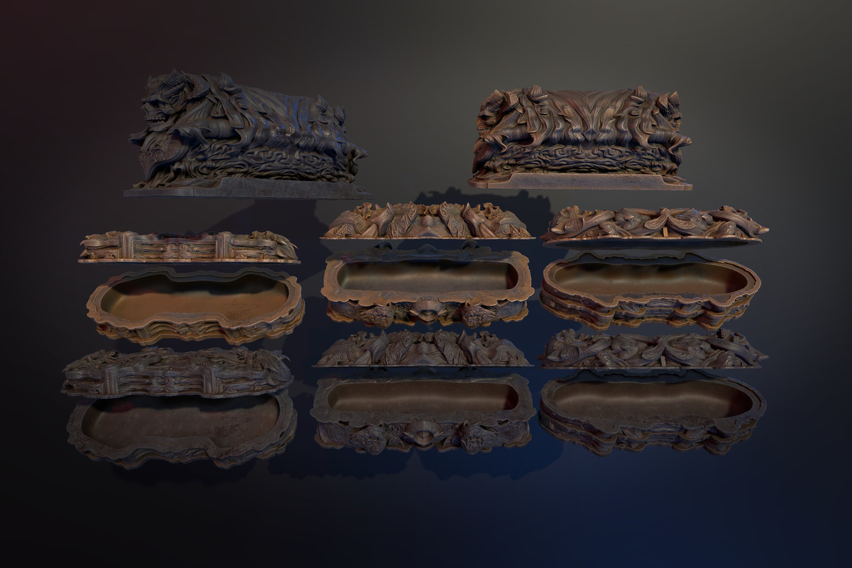 4 Dark Fantasy Sarcophaguses / Sarcophagi