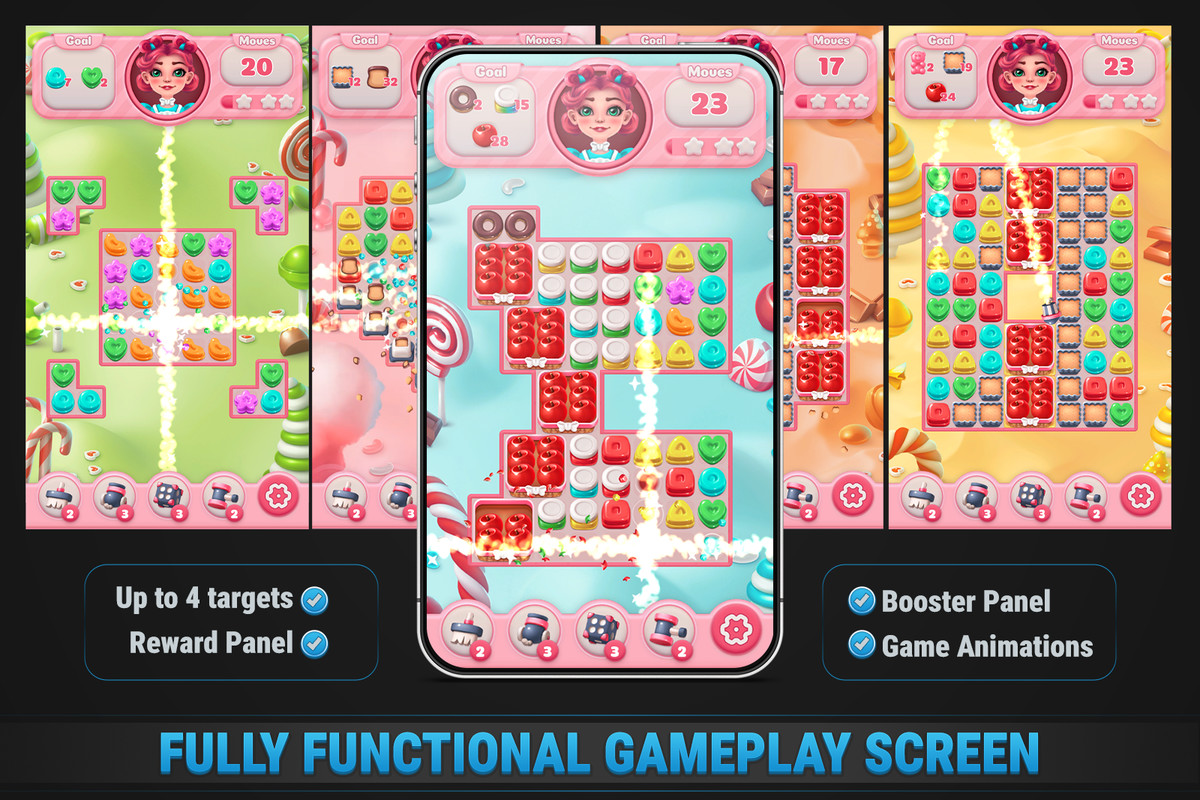 MK Match-3 Kit • Candy Sweet Game Template