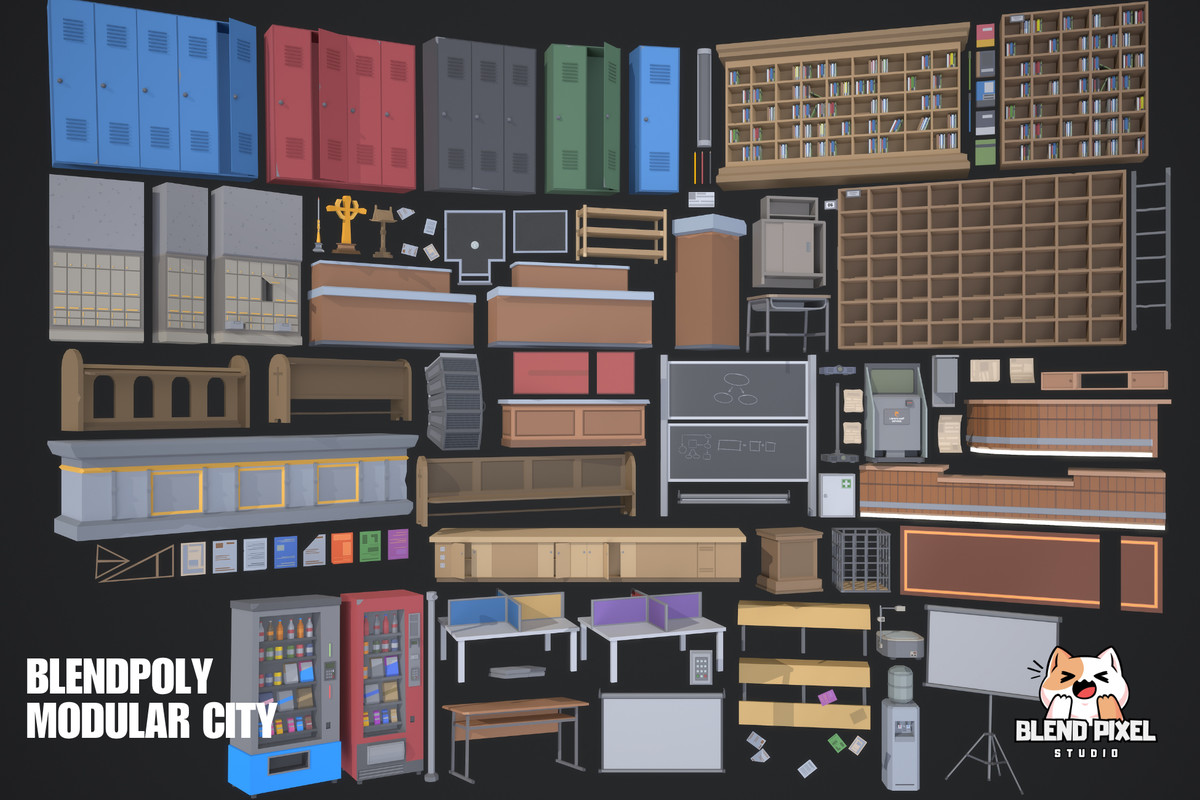 BlendPoly Modular City - Low Poly Assets