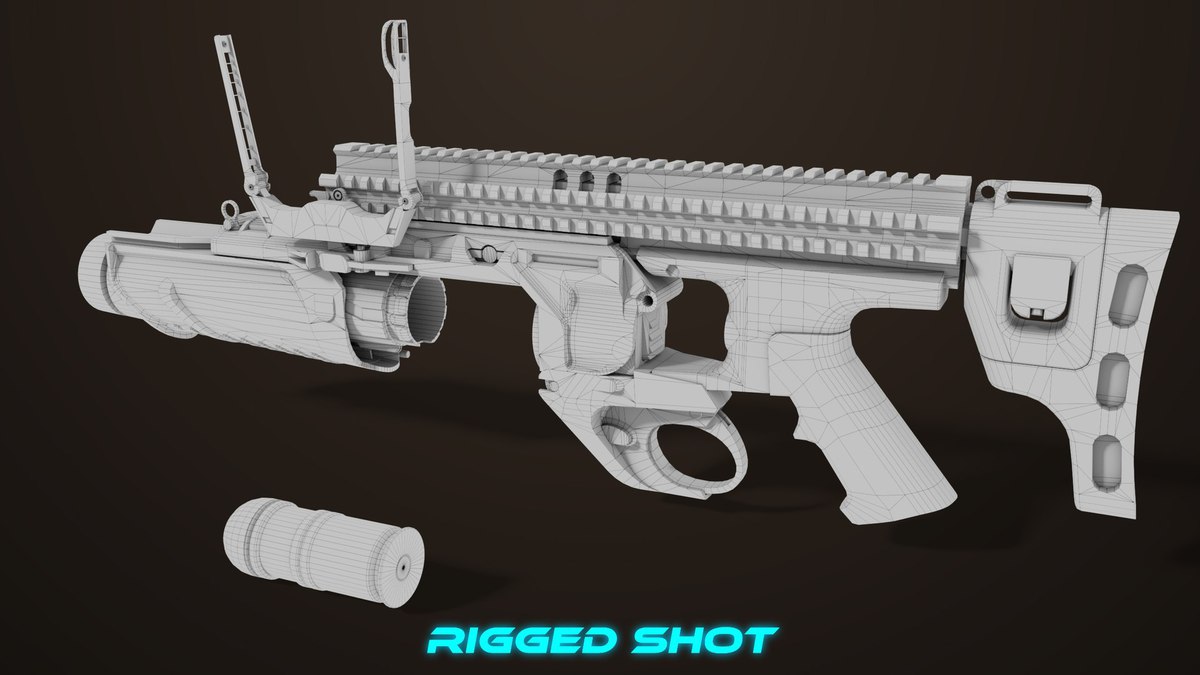 6 Grenade Launcher Black URP HDRP Textures